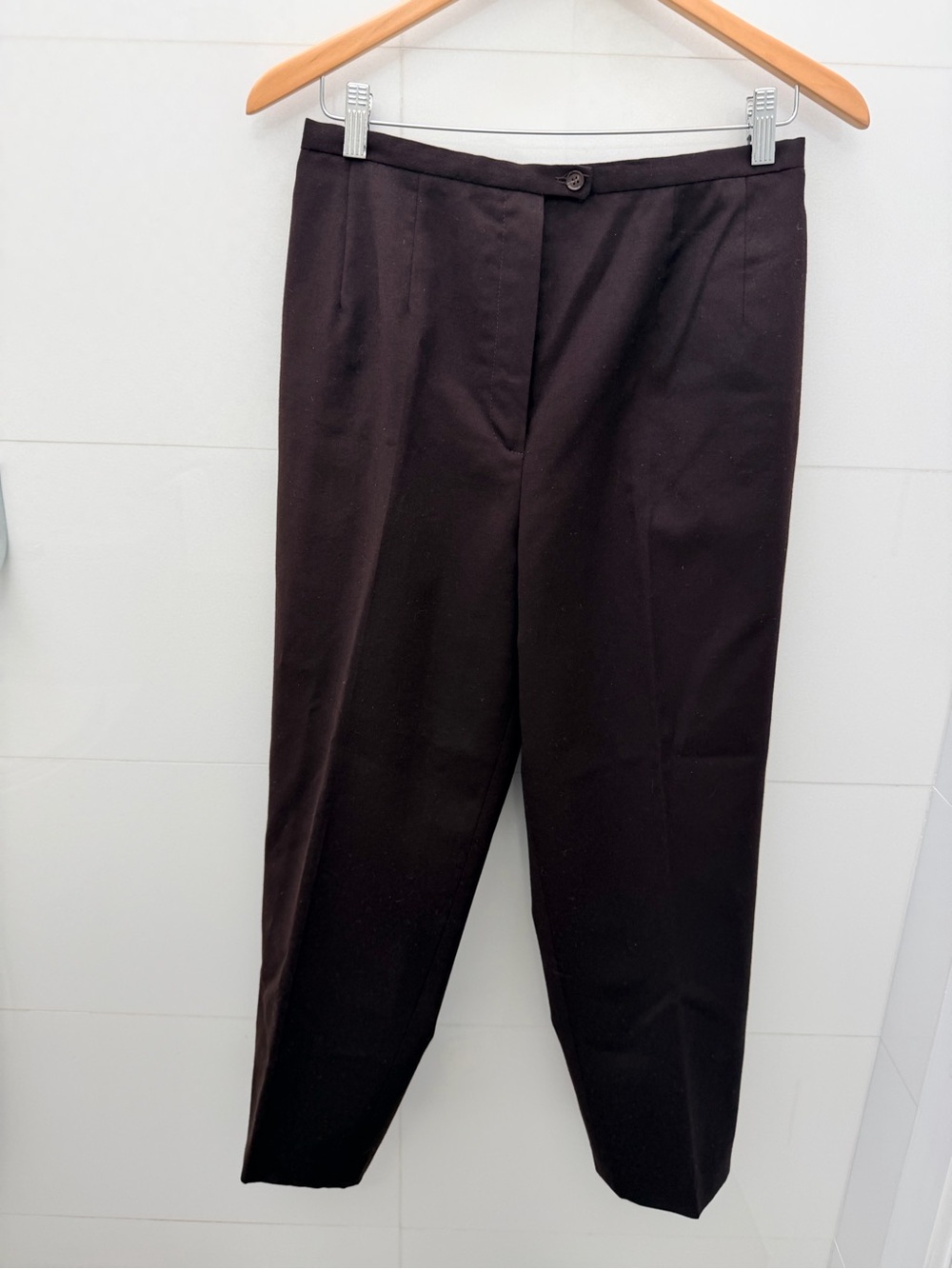 Women’s 100% Wool Black Dress Pants - Classic Straight Fit
